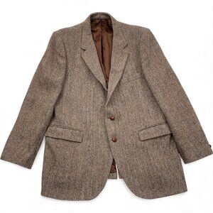 Stafford Harris Tweed Scottish Wool Scotland Blazer Herringbone Jacket Men's 44